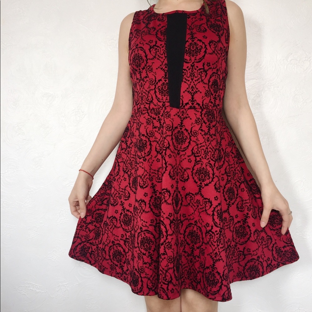 Red and black long dress